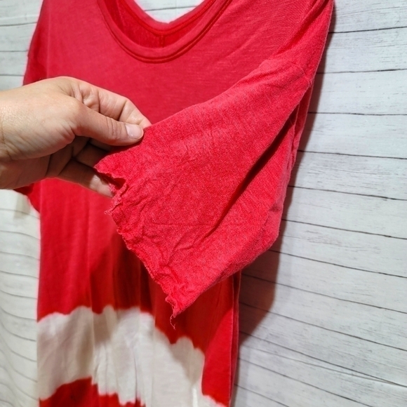 WE THE FREE COLOR BLOCK TUNIC LENGTH RAW HEMS T-SHIRT SZ SMALL - Picture 7 of 9